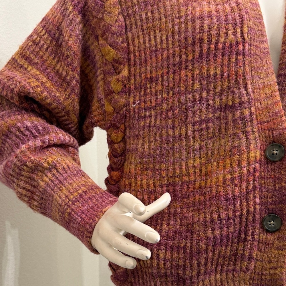 Dex Women's Pink and Orange Cardigan Sweater - Picture 3 of 7